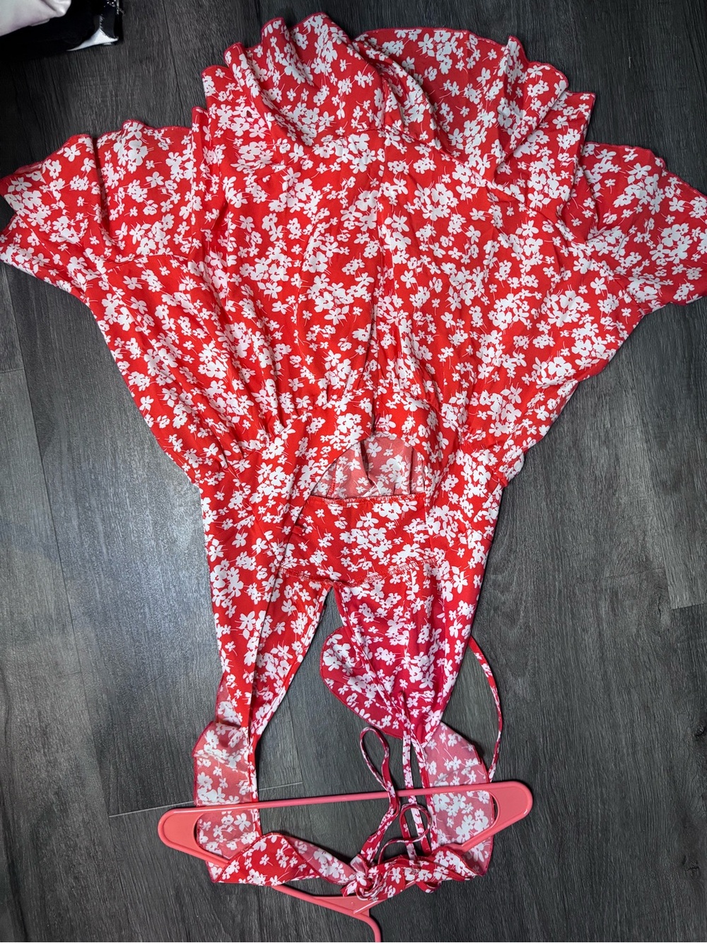 Red Floral Summer Romper - Picture 2 of 2